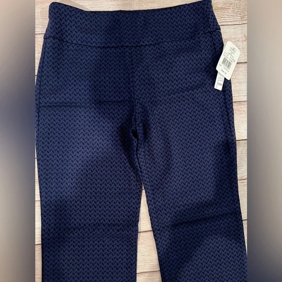 NWT JOE B Women's Dress Pants Dark Blue With Print Size Medium Pull On - Picture 2 of 6